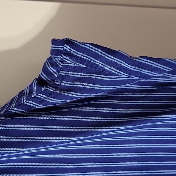 Dark blue/light blue striped mens button down shirt - Picture 7 of 7